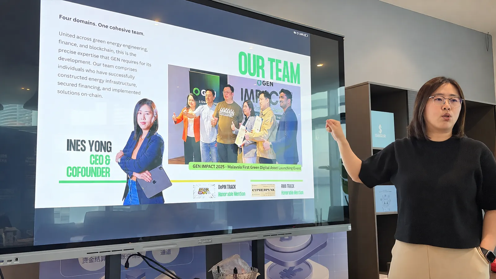 Ines Yong presenting the GEN team at the meeting